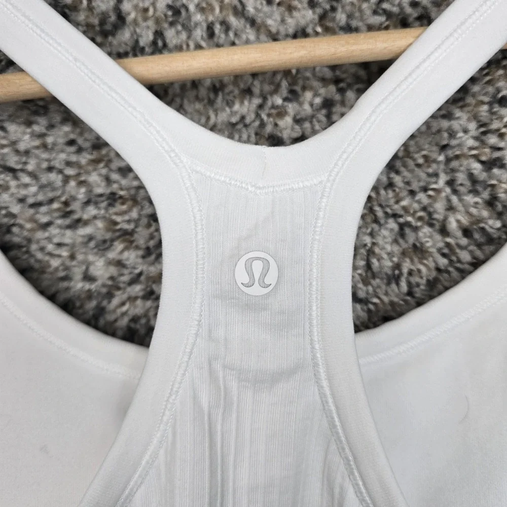Lululemon Top Womens 12 White Ebb To Street Tank II Stretch Yoga Racerback - Picture 7 of 8